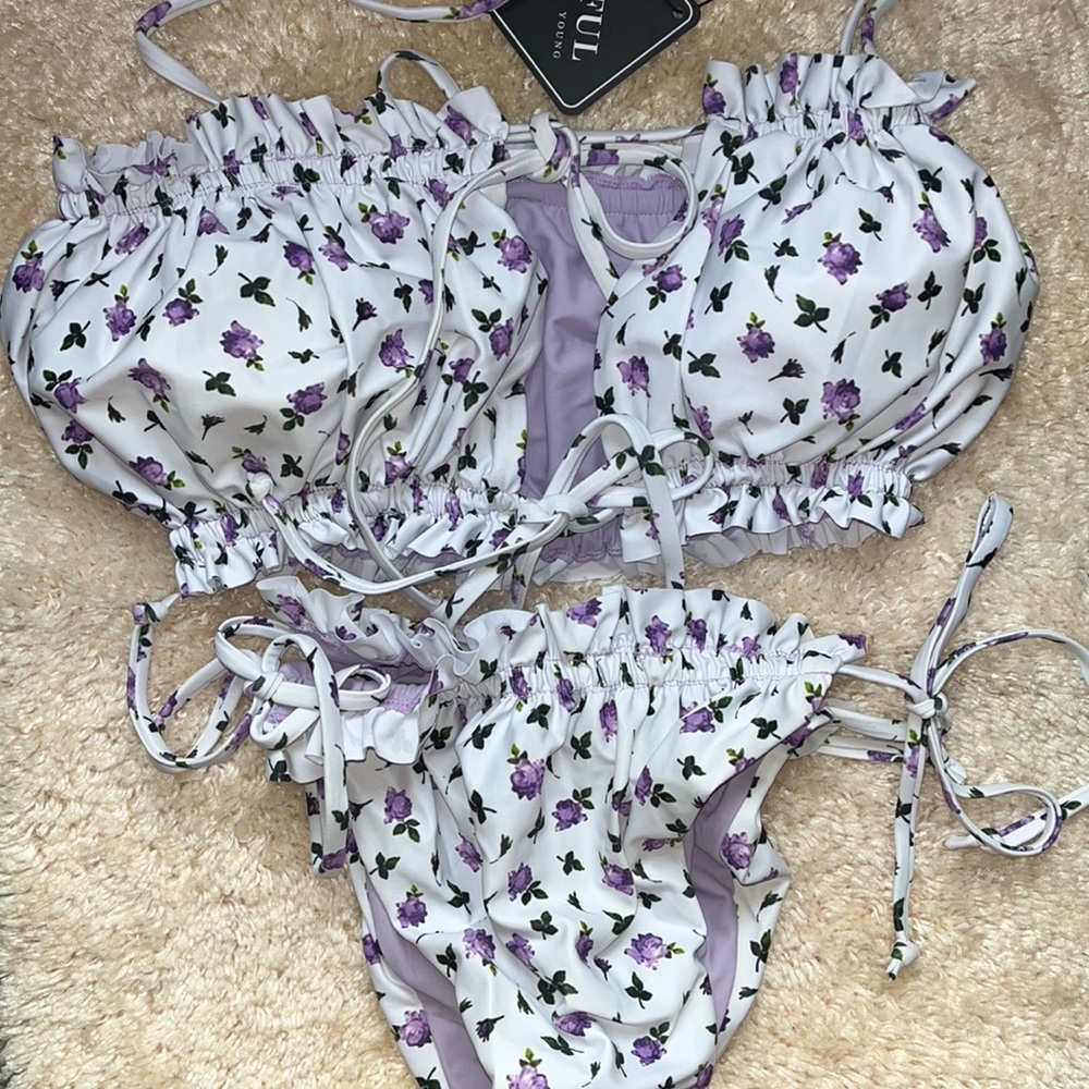 Zaful Purple Floral Bikini